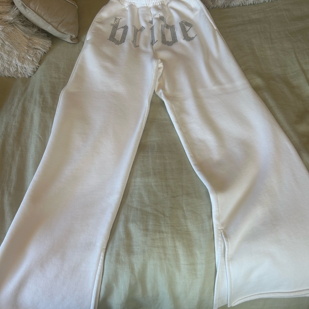 BRIDE MERCH High Rise Wide Leg Pants with Slit - Picture 2 of 6